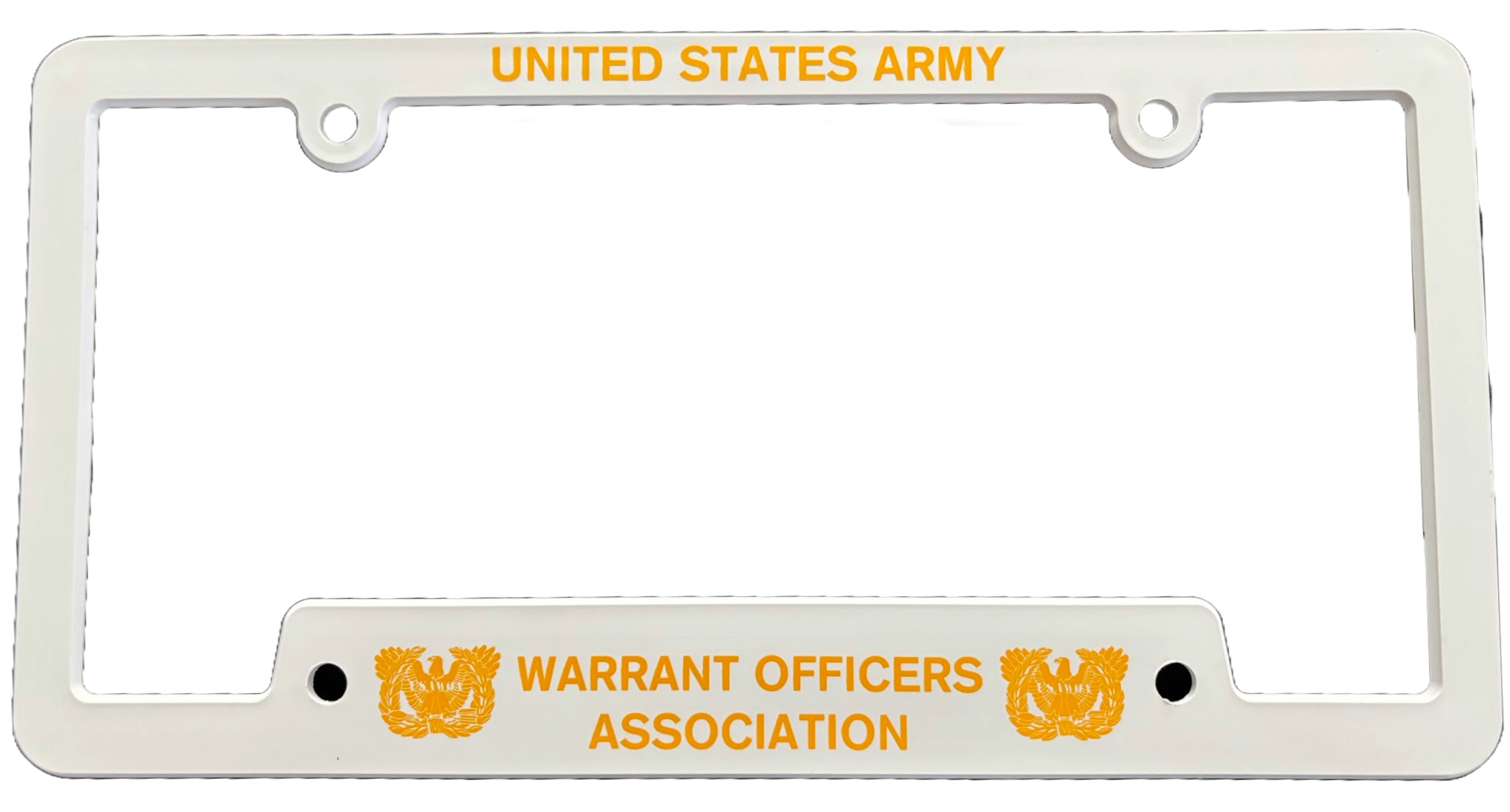 White USAWOA license plate frame